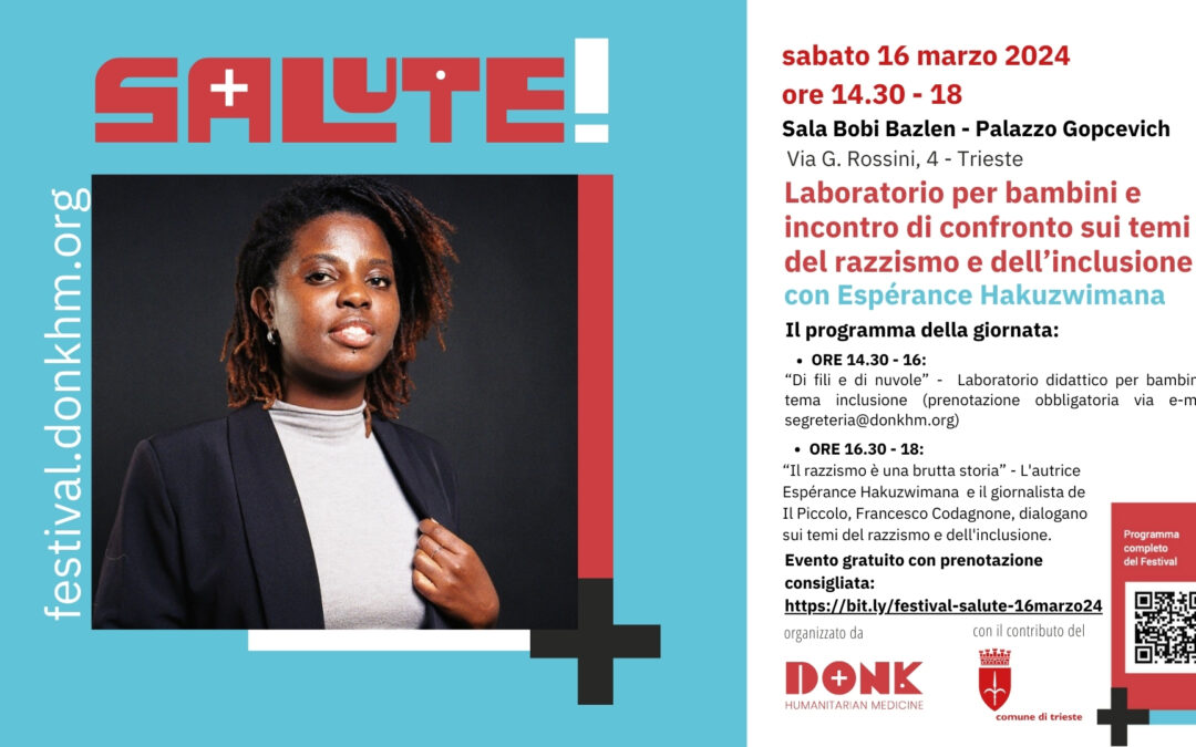 16 marzo 2024: riparte il Festival SALUTE! con noi la scrittrice Espérance Hakuzwimana per parlare di razzismo e inclusione